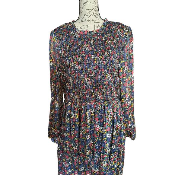 EUC Melloday Long Sleeve Floral Smocked Prairie Midi Dress Size XL GardenParty - Picture 3 of 9